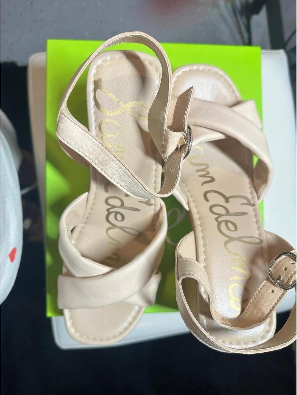 Sam Edelman Suzannah Ivory Leather Platform Sandals Wood Heel Size 9M - Picture 3 of 7
